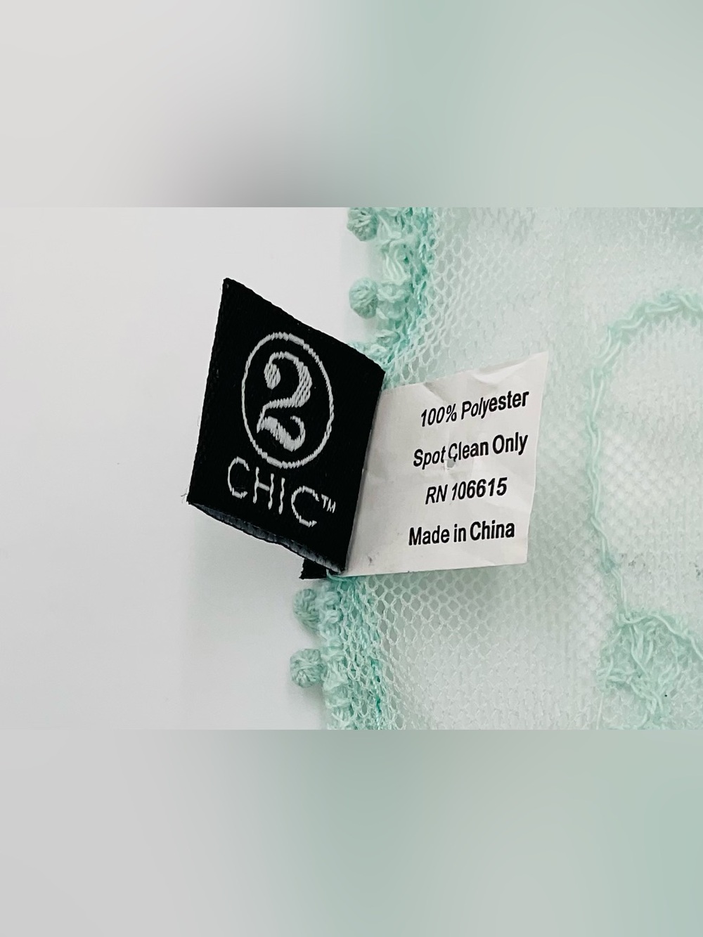 2 CHIC Light Aqua Floral Lace Scarf with Ribbon Rose Accent - Picture 7 of 7